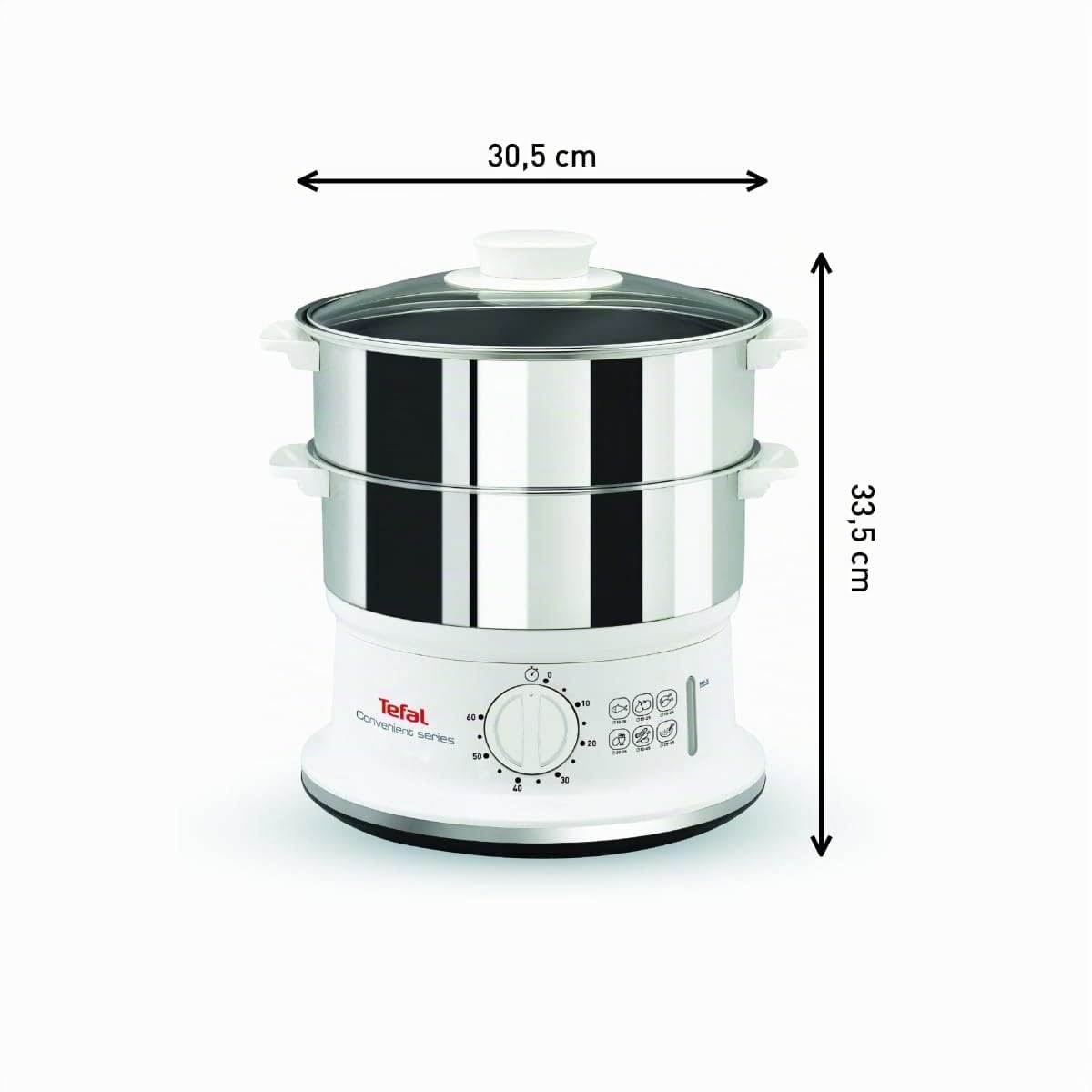 Tefal Vc1451 Vaporizador Convenient Series Inox, Temporizador Con Apagado Automático, Nivel De Agua Visible, Capacidad 6 L, Blanco