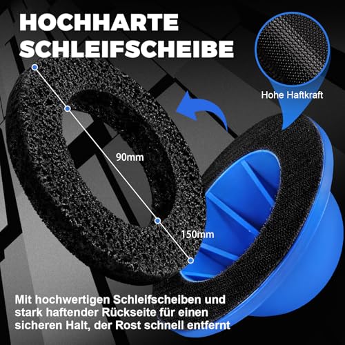 SBGGRL Radnabenreiniger, 152 mm staubarmer Rostentferner für PKWs,LKWs,Wohnmobile, funkenfreier Schleifbecher für Bremsstaub und Korrosion, 12 mm Antrieb, kompatibel mit Schlagschraubern Bohrmaschinen