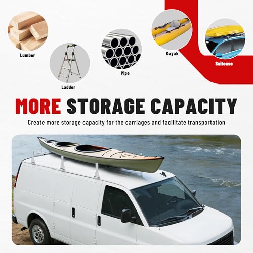 ECOTRIC 59in Roof Racks Compatible with 1996-Up Chevy Express GMC Savana 1500 2500 3500 850 LBS Capacity 3 bar roof Ladder Rack for Van Steel White by ECOTRIC - Image 7