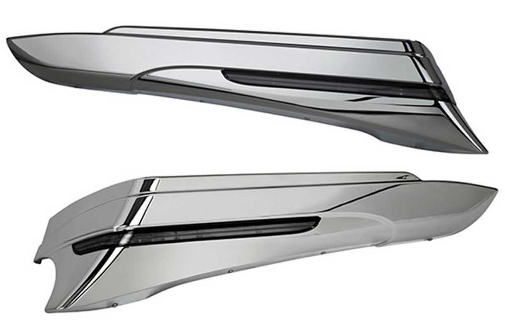 Ciro Saddlebag Extensions Compatible for Harley Davidson FLHX Street Glide 2010-2013 - Chrome