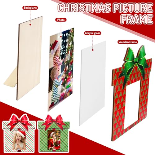 Cadres photo de Noël Whaline bois | Déco de table festive 27x23 cm