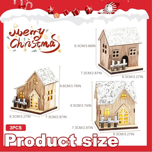 Mini-décorations de maison de Noël LED en bois pour centre de table - 2