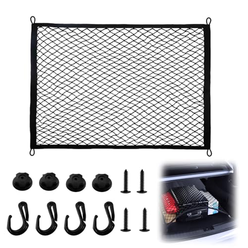 pangdapengpeng Red Maletero de Coche, 80x60cm Maletero Nailon Elástico, Elástica Maletero Organizador con 4 Ganchos para La Mayoría de Los Modelos de Automóviles (80x60)