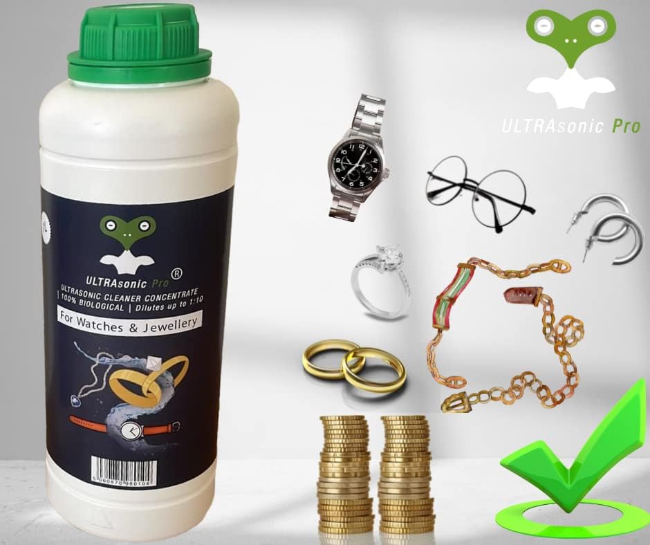 ULTRAsonic Pro Jewellery Cleaner Solution Concentrate, Household Cleaning Fluid for Gold, Silver, Coins, Watches, Ultra Sonic Machine Liquid