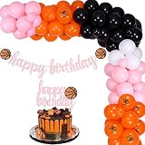 Basketball Birthday Decorations Girls - Pink Orange Balloon Garland with Basketball Foil Balloon, Ba
