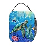 Gianlaima Ocean Turtle Fish shell Sea Turquoise Insulated Lunch Box For Women Man, Portable Lunch Bag Reusable Cooler Tote For Office Work Travel Picnic Camping Beach