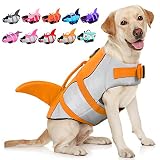 AOFITEE Dog Life Jacket, Ripstop Dog Life Vest for Swimming, Shark Dog Safety Vest, Reflective Dog L
