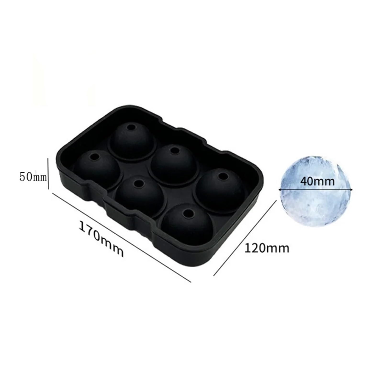 Stampi for Ghiaccio,In Silicone E Vassoi, Di Grandi Dimensioni A Forma Sfere Cubi, for Cocktail,Whisky(Black)