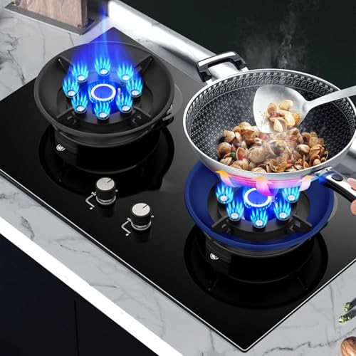 Image of Gas Cooker, Nine-chamber Fire Built-in Glass Gas Stove, Flip-top Cover Hob, with Flameout Protection, for Home Kitchen Camping Cooker, Easy To Clean(NG)