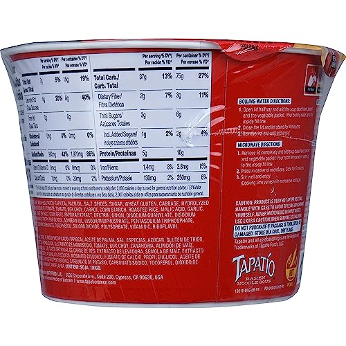 Tapatio Spicy Ramen Noodle Soup Big Bowl - Original Flavor - 3.88 Oz (Bulk Case of 6)
