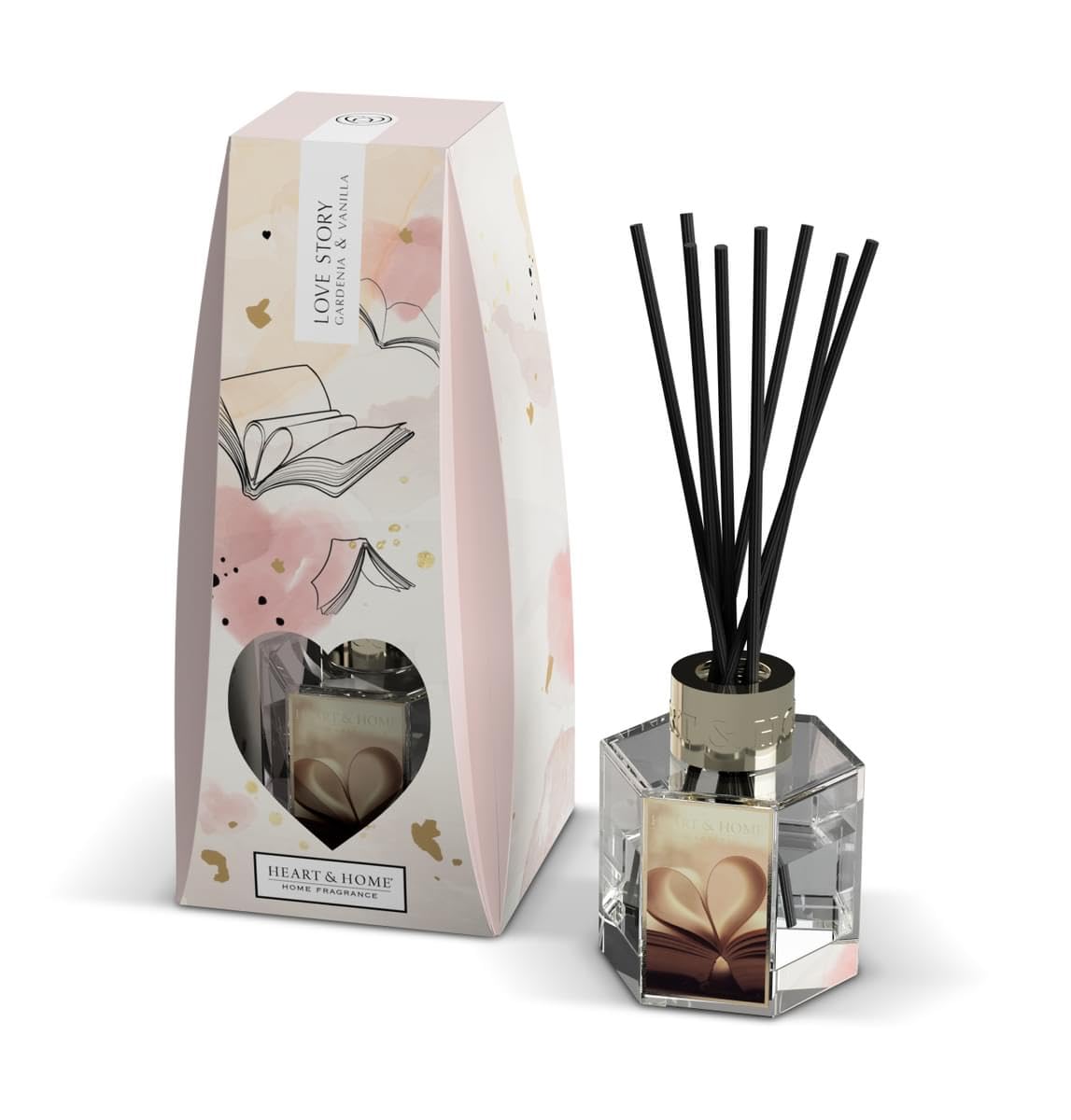 Heart and Home Scented 70ml Reed Diffuser Set LOVE STORY Gardenia and Vanilla