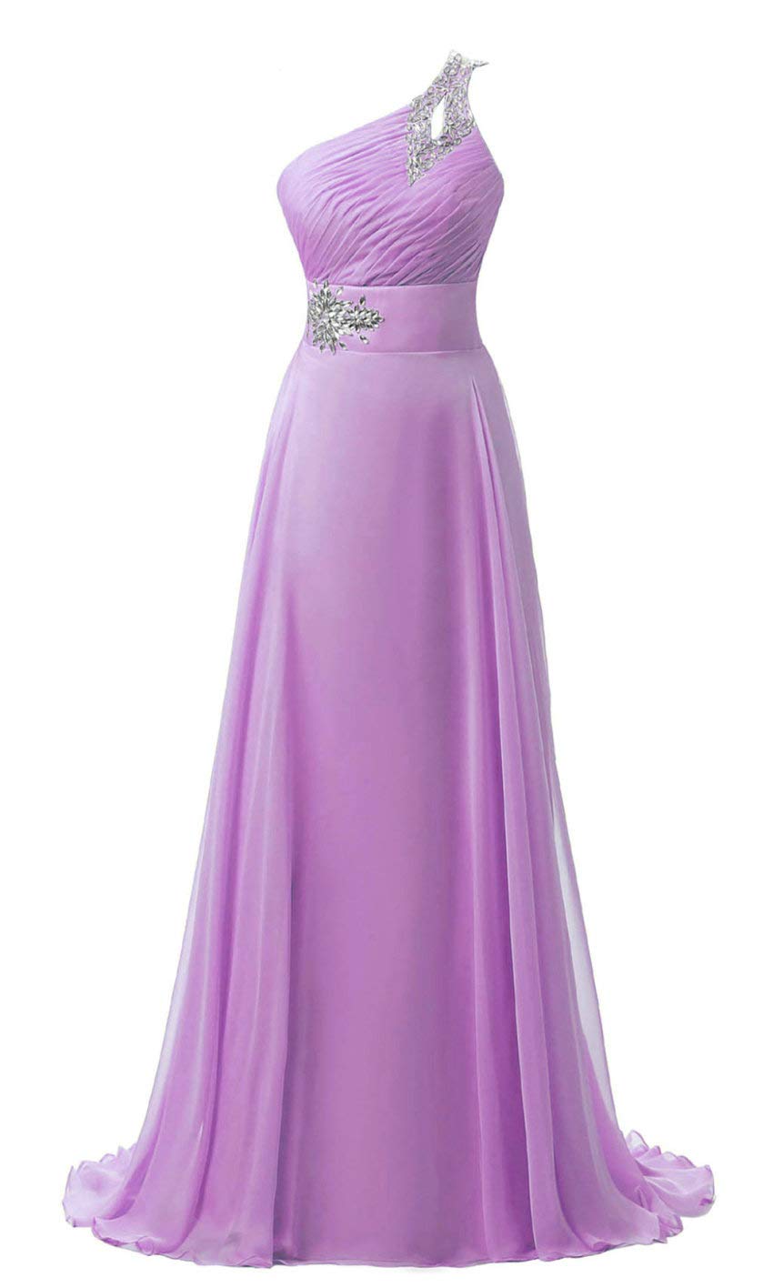 Vestido de noche elegante gasa con un solo hombro para mujer