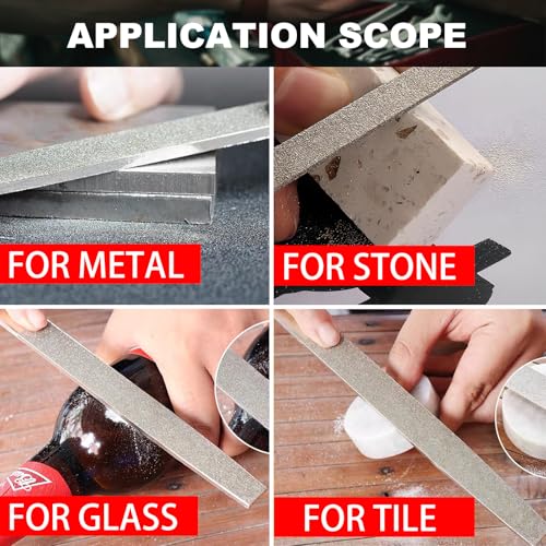 Tarist Diamond File Set, 3-Piece, 8-Inch, Includes Flat/Half-Round/Round. For Sharpening Lawn Mower Blades, Garden Shears, Axe, Knife - Tool Sharpener For Metal thumb #5