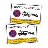2 Pack Privatgrundstück Schilder Parken Verboten Schild Unberechtigte Parkende Fahrzeuge Werden Kostenpflichtig Abgeschleppt Sign, 30 x 20cm Metall Alue Privatparkplatz Schild Wasserdicht UV-Schutz
