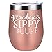 Grandma's Sippy Cup - Funny Grandma, Grandmother, Nana Gifts for Mother's Day from Grandaughters, Grandsons - Best Grandma Presents for Birthday - Coolife Stainless Steel Insulated Wine Tumbler