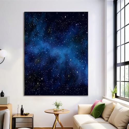 Arte de Pared en Lienzo con Universo Nebulosa Estético y Cielo Estrellado Cielo Nocturno, Gran Cuadro Moderno Decorativo para Salón Dormitorio Cocina Oficina Baño 60×90 cm Sin Marco