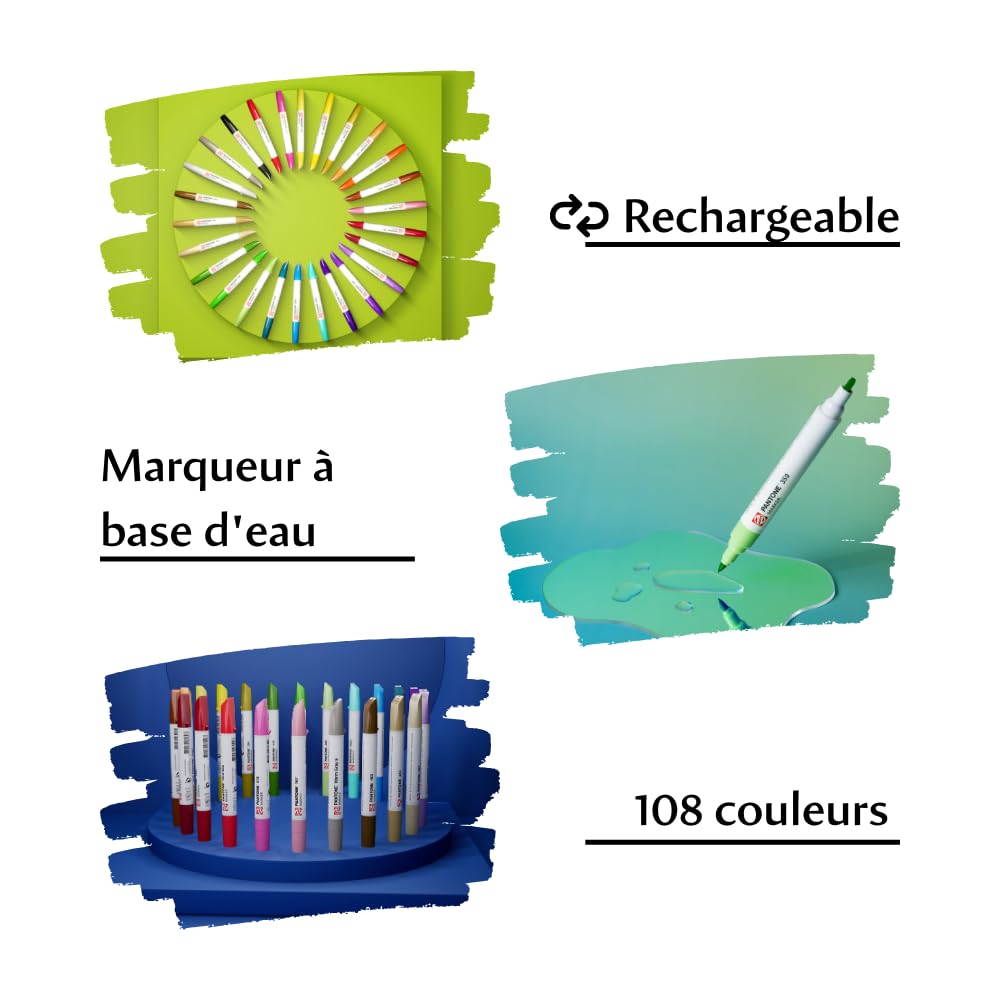 Talens | Pantone Lot de 9 marqueurs Nature | Stylos à double pointe avec pointe pinceau et pointe biseautée | Encre pigmentée à base d'eau dans des couleurs Pantone