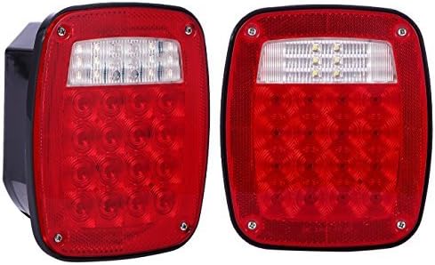 Vouke 38 LED 12V Universal Tail Brake Turn Stop Licence Back up Lights for Truck Trailer Boat etc,12V Stud Mounted Lamps,Pack of 2