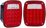 Vouke 38 LED 12V Universal Tail Brake Turn Stop Licence Back up Lights for Truck Trailer Boat etc,12V Stud Mounted Lamps,Pack of 2