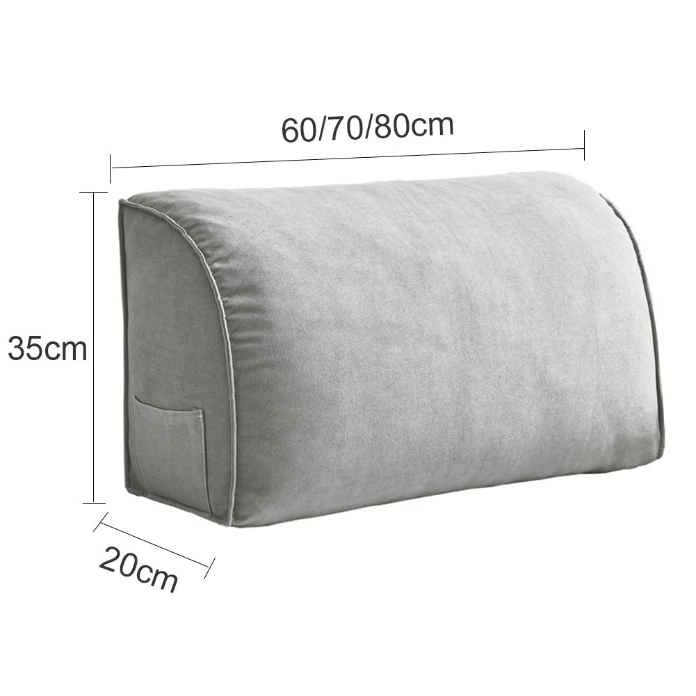 Cuscino triangolare per schienale da lettura, cuscino di supporto lombare per letto e divano, sfoderabile, 70 x 35 x 20 cm, blu scuro, comodo e supporto per leggere e rilassarsi
