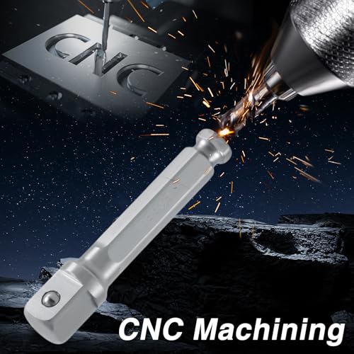 Image of EVRBUL Stainless Steel 7 /16-inch Hex to 1 /2-inch Square Extension Impact Adapter Impact Driver Power Bit Compatible with 1 /2 inch Electric Drill 7 /16 inch Impact Drill