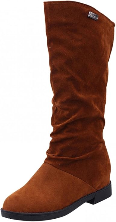 Amazon.com: Botas para mujer de media pantorrilla, de invierno con tacón  bajo, cálidas, suaves, redondas, de gamuza, de color sólido, clásicas, de  tubo medio : Ropa, Zapatos y Joyería