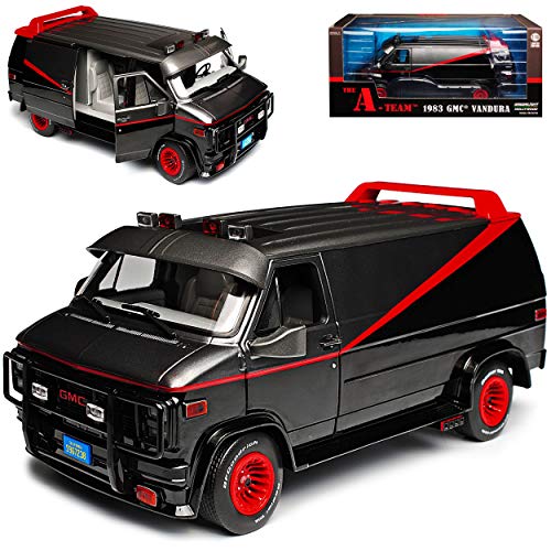 Greenlight GMC Vandura The A-Team Schwarz mit Rot 1968-1996 1/18 Modell Auto