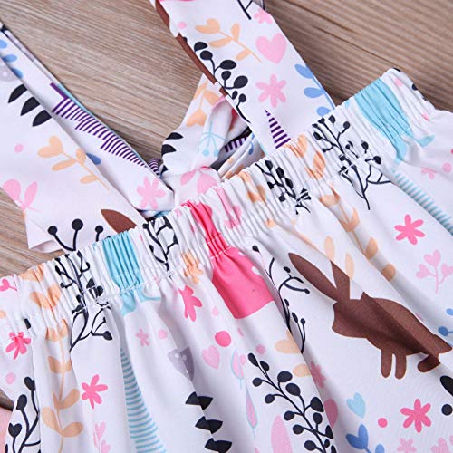 Conjunto de roupas para bebês meninas com babados rosa e manga curta + conjunto de roupas com tiras