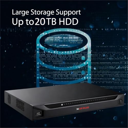 Image of CP Plus 16Ch 4K 2HDDs Network Video Recorder, Instastream, H.265, H.264, MJPEG,Upto12MP Resolution, AI Disabled: 160 Mbps Incoming, 2 SATA HDDs Upto 20TB Each, 2USB Ports [CP-UNR-4K4162-V4]