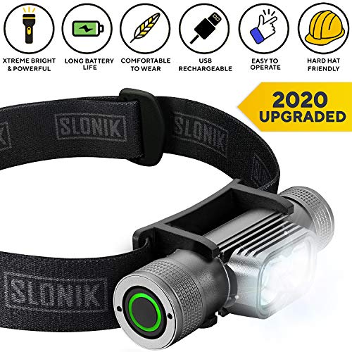 SLONIK Rechargeable Headlamp for Adults 1000 Lumens Super Bright 600 ft Beam LED