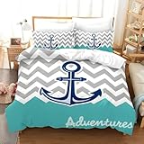 PNHCL Anker Bettwäsche 200x220 - Zickzack Geometrie Wendebettwäsche Set mit...