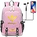 Produktbild NYLY Kinder Freizeit Rucksack Sport Reise Knapsack leichte Laptop Schultasche mit USB-Ladeanschluss L Rosa