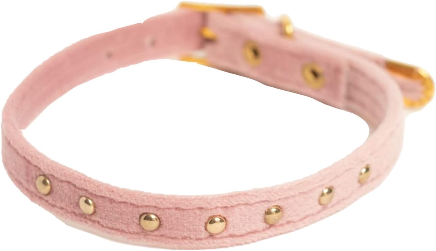 Cat Collar, Velvet, Golden Brass Elements, Quantum Energy, Blue/Pink, Positive Energy for Cats