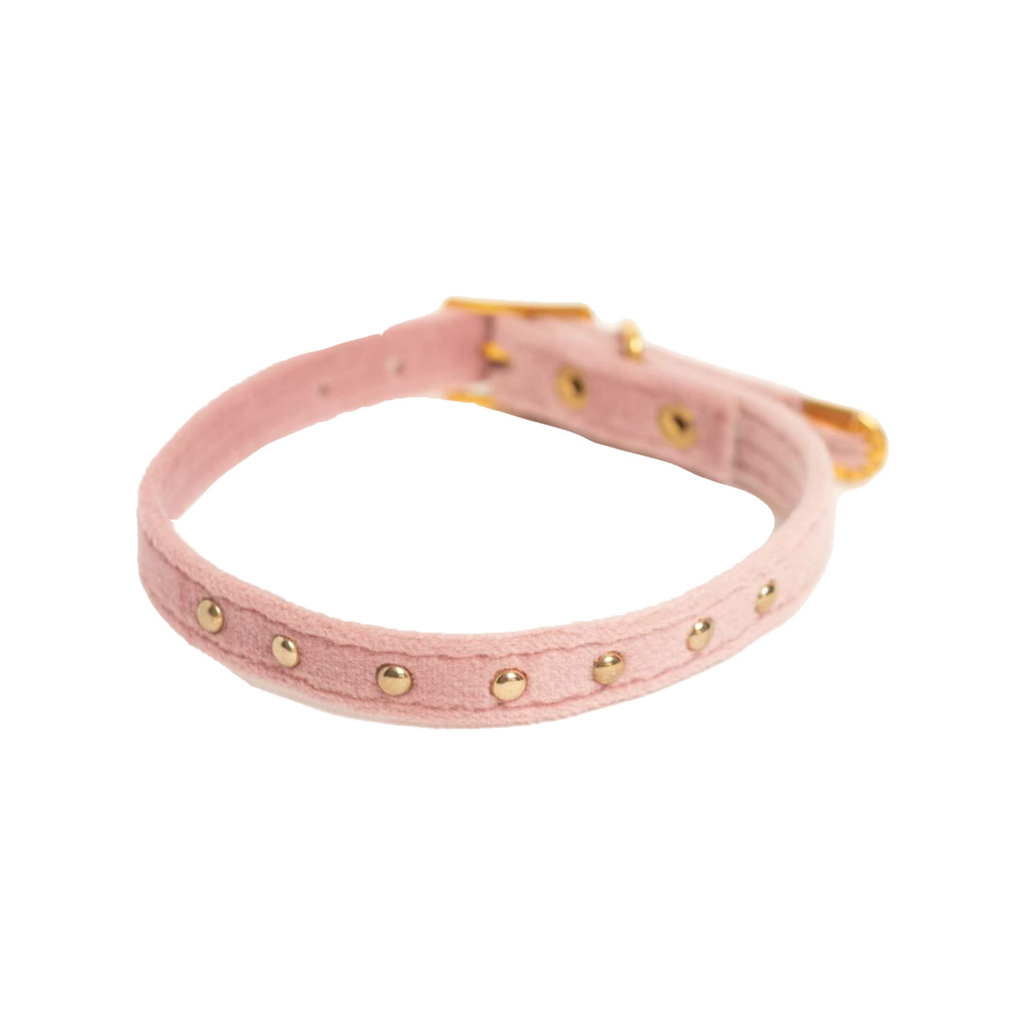 Cat Collar, Velvet, Golden Brass Elements, Quantum Energy, Blue/Pink, Positive Energy for Cats
