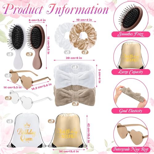 Image of Coume 48 Pcs Women Birthday Robe Birthday Queen Squad Robe Sunglasses Scrunchie Headbands Comb Bag for Spa Party