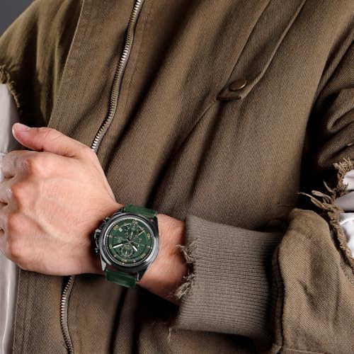 Image of Carlington Nitro Analog Chronograph Men's Premium Leather Strap Wrist Watch | Quartz Movement | Water & Shock Resistant Watch for Men | Casual & Formal Wear - CT 8075