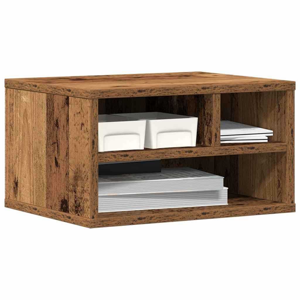 vidaXL Printer Stand Old Wood 40 x 32 x 22.5 cm Engineered Wood, Modern Rectangular Printer Stand, Office Storage, Engineered Wood Desktop Organizer, Space Saver Tech Accessory