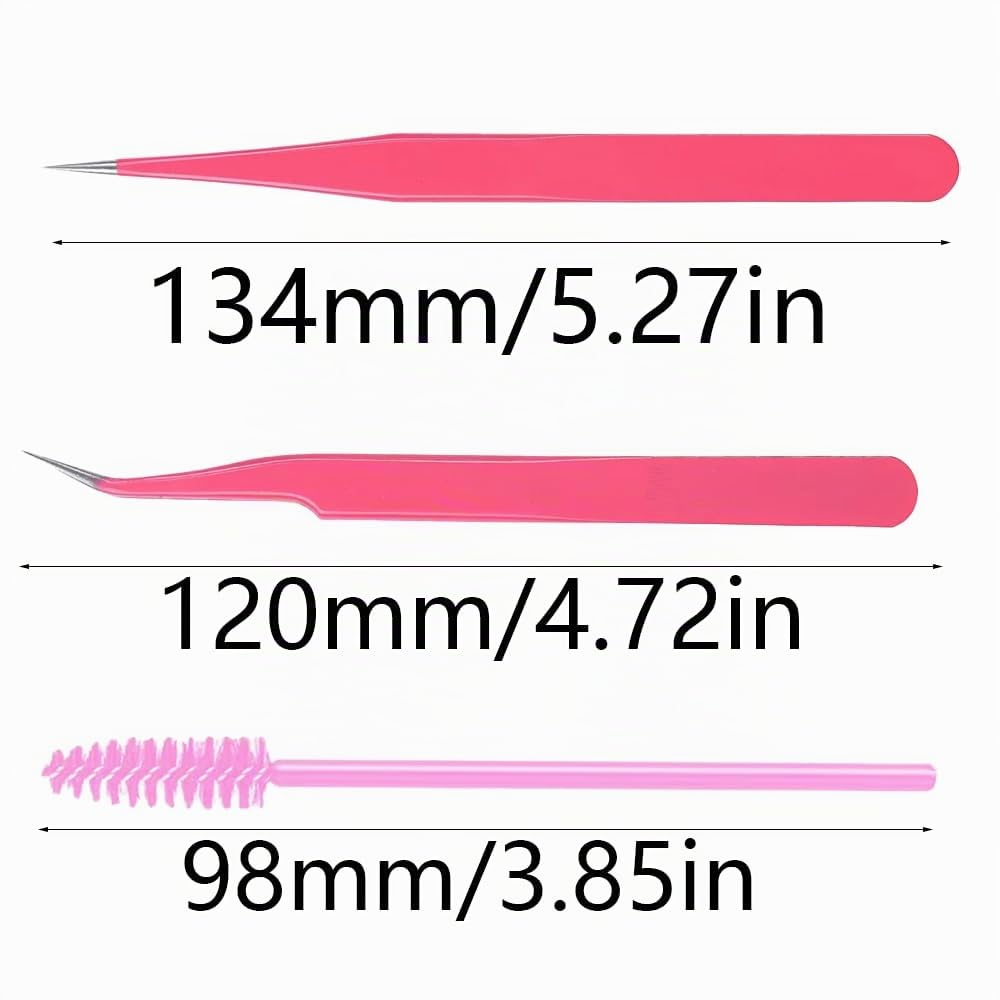 Pinzetta, 2 Pinzetta Extension Ciglia e 1 Pennello Ciglia, Kit Pinzetta per Ciglia, Pinzette Diritto e Curvo Tip Pinzette, Professionale Pinzette in Acciaio Inox, per Estensioni Ciglia, DIY