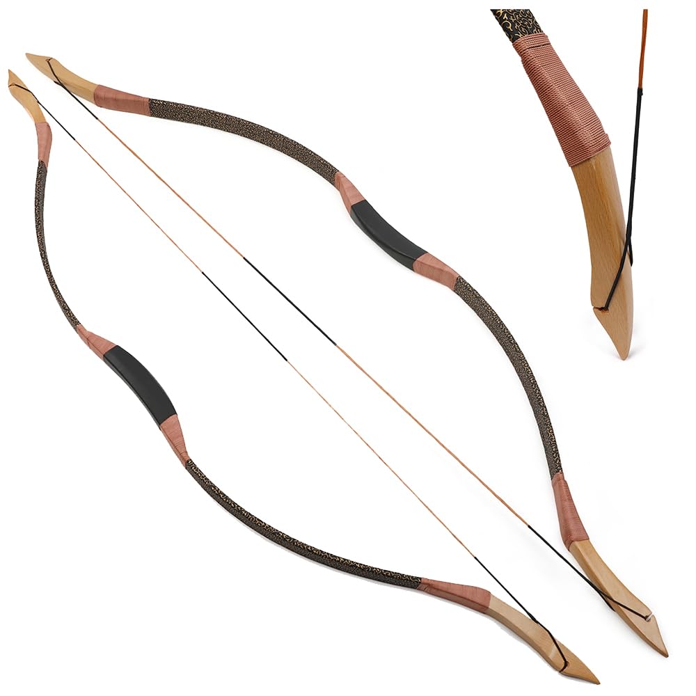 PYMUST 57inch Traditional Bow 100 lbs Longbow Epoxy Resin Limbs for Adult Left Right Hand Archery Hunting Shooting Equipment