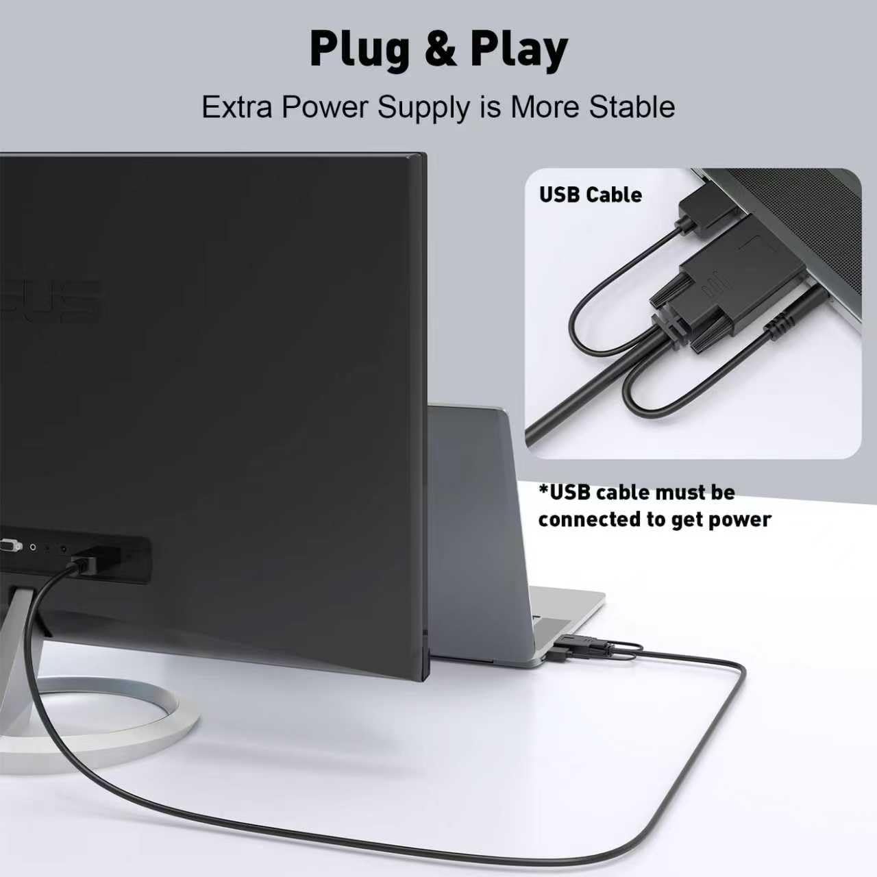 Cable VGA a DisplayPort de 6 pies, adaptador de monitor VGA unidireccional de 1080P a DP, macho a macho, cable chapado en oro compatible con laptop, PC, AMD, NVIDIA 6