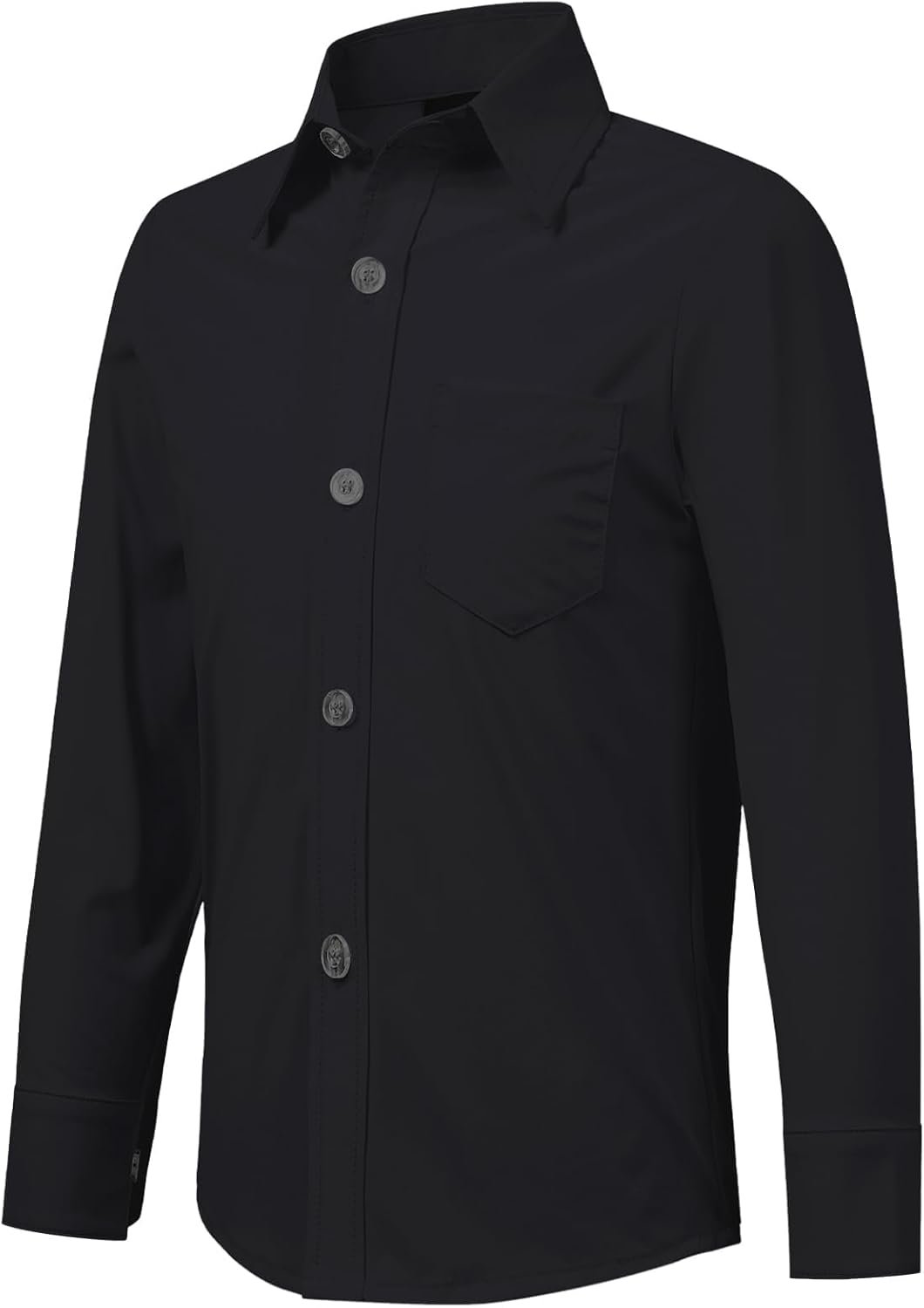 2T-16Y Boys' Stretch Long Sleeve Button Down Toddler Dress Shirt Wrinkle Free Oxford Uniform Shirt with Chest Pocket - Image 4