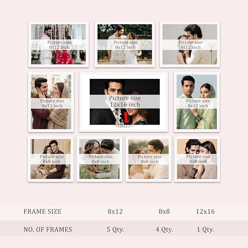 Image of Art Street Photo Frame Set of 10 White Wall Decor Collage Display Hanging Family Picture Frames Gallery Collection Decor Items Wall Mount Frames Birthday Anniversary, 8x8, 8x12 and 12x16 In