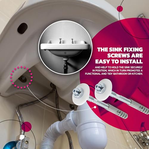 DOJA Barcelona | Spülbecken Befestigungsschrauben | M8x100 | 2er Pack | Waschbecken Befestigungsset, Spülbeckenbefestigungsschrauben, Toilette Befestigung, Ersatzteile Befestigung Waschtisch