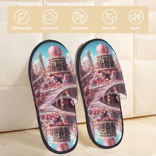 fairy tale world with delicious candy 2 Pattern Women's Fuzzy Slippers Comfy Non Slip for Women Mom Girlfriend Indoor Outdoor3