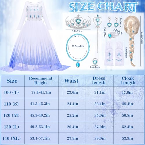 G.C Elsa Dress Costume For Girls Toddler Princess Dress Up Clothes With Toys Crown Wig Wand Accessories Halloween Cosplay thumb #6