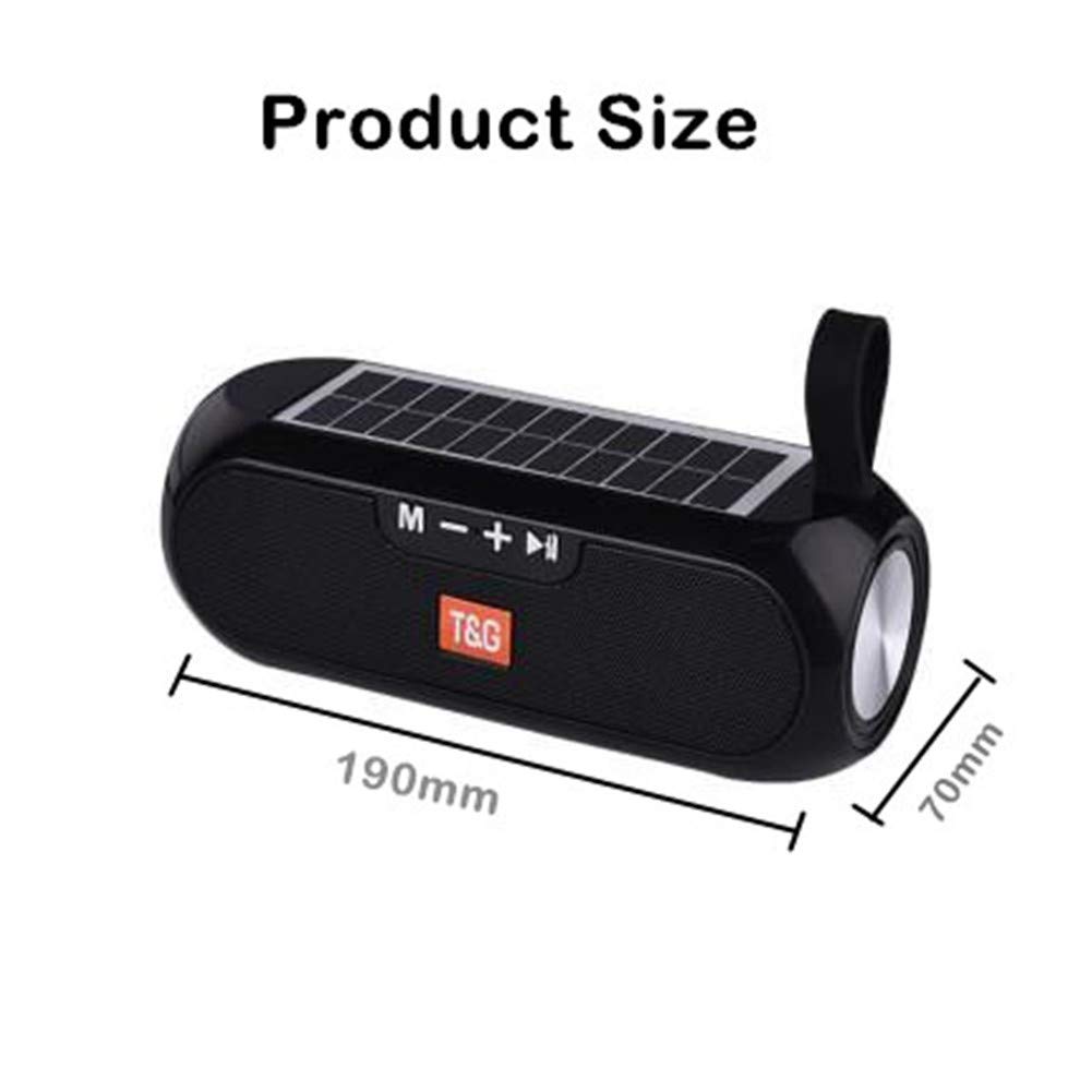 GMtes Głośnik Bluetooth - ruchomy kolumna Bezprzewodowa Stereo Music Box Solar Power Box Boombox MP3 głośnik zewnętrzny wodoodporny głośnik, czarny