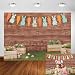 Happy Easter Backdrop Spring Rabbit Carrot Green Grass Eggs Baby Shower Backdrop Brown Wooden Wall Easter Party Decoration (8x6ft)