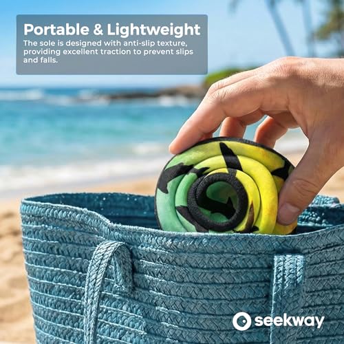 Image of SEEKWAY Water Shoes Women Men Adult Quick-Dry Aqua Socks Barefoot Non Slip for Beach Swim River Pool Lake surf Black SK002(U)
