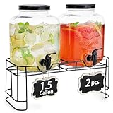 2 PCS 1.5 Gallon Drink dispenser For Parties, Beverage Dispenser With Stand, Large Water Drink Dispensers With Spigot for BBQ, Picnic, Party, Ideal for Lemonade,Juice, Tea, and Party Drinks