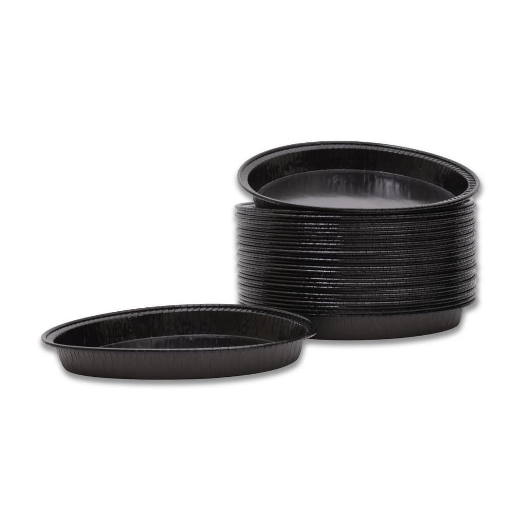 Set mit 30 runden Einweg-Backformen, 26,7 cm, für schnelle und schnelle Kuchen, Pappe, Schwarz, Einweg-Backform